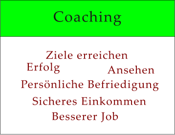 Erfolg Ansehen Ziele erreichen Besserer Job Sicheres Einkommen Persönliche Befriedigung Coaching